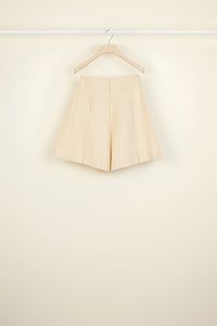 High-waisted cotton shorts - Vanilla