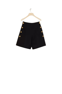 Cotton high-waisted shorts - Black