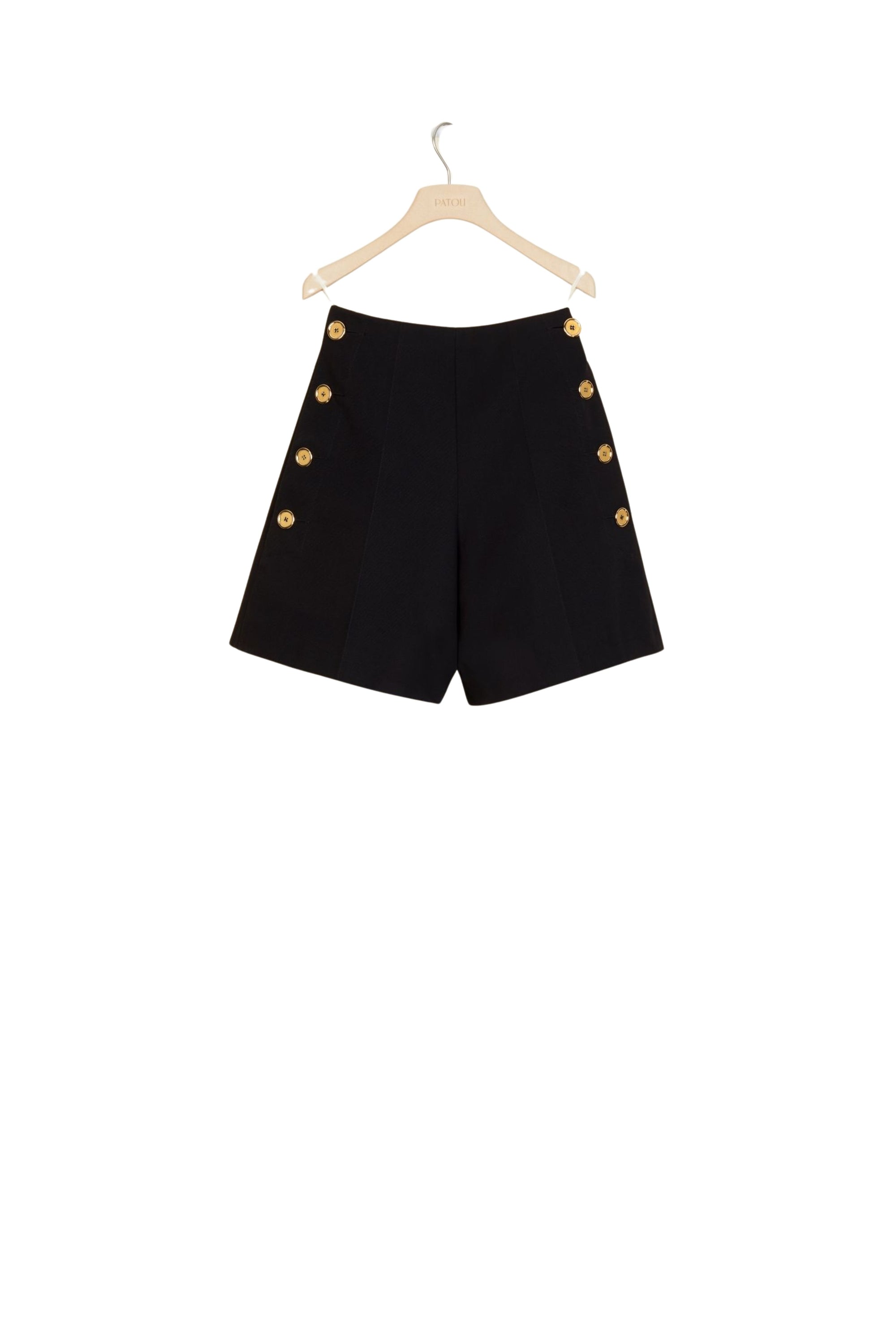 Short en coton à taille haute - Noir