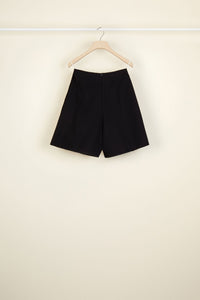 High-waisted cotton shorts - Black