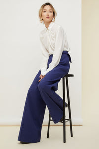 Pantalon ample en seersucker - Bleu Persan