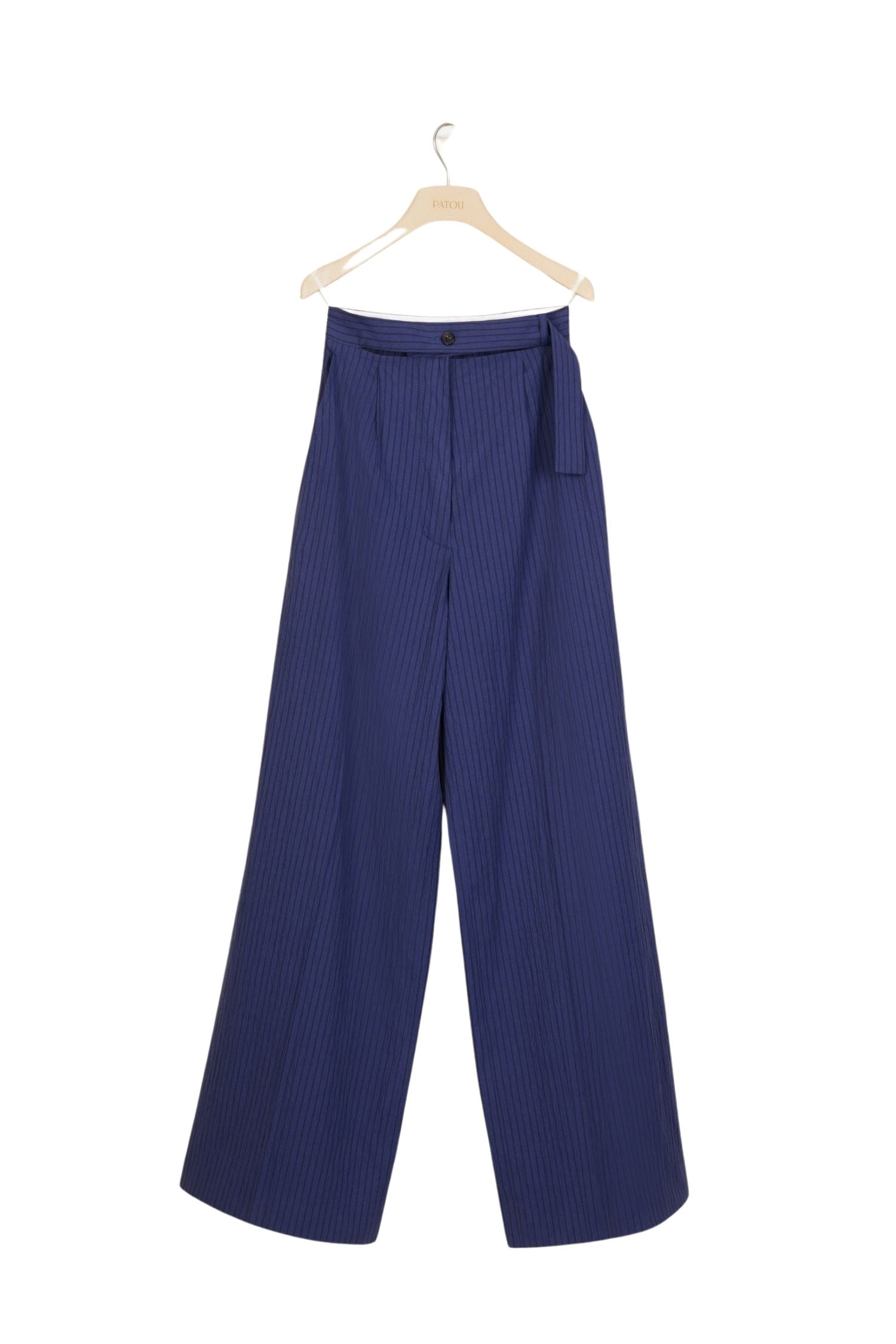 Loose-fitting seersucker trousers - Persian Blue