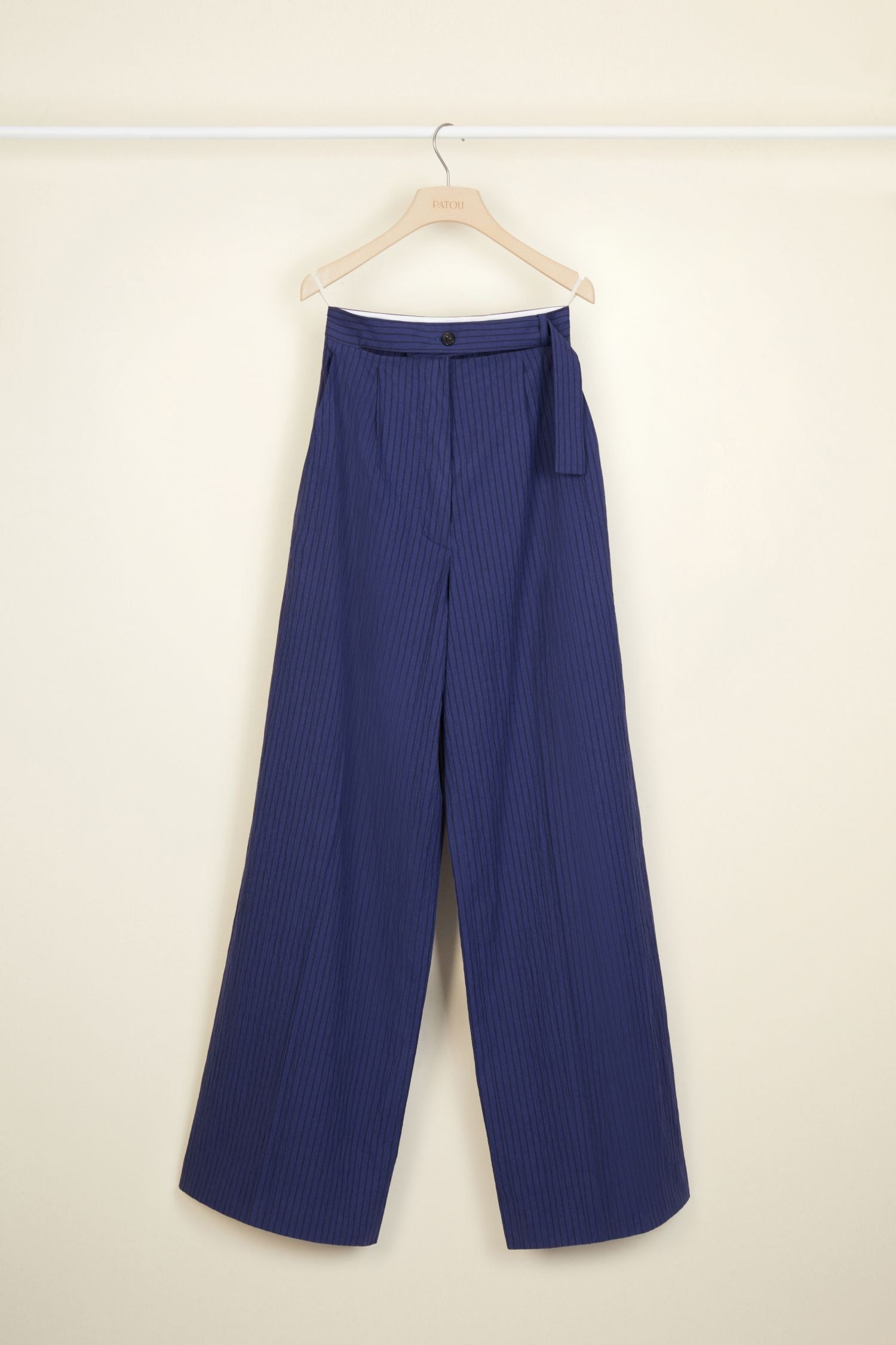 Pantalon ample en seersucker - Bleu Persan
