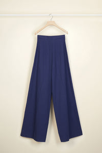 Pantalon ample en seersucker - Bleu Persan
