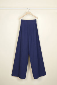 Pantalon ample en seersucker - Bleu Persan