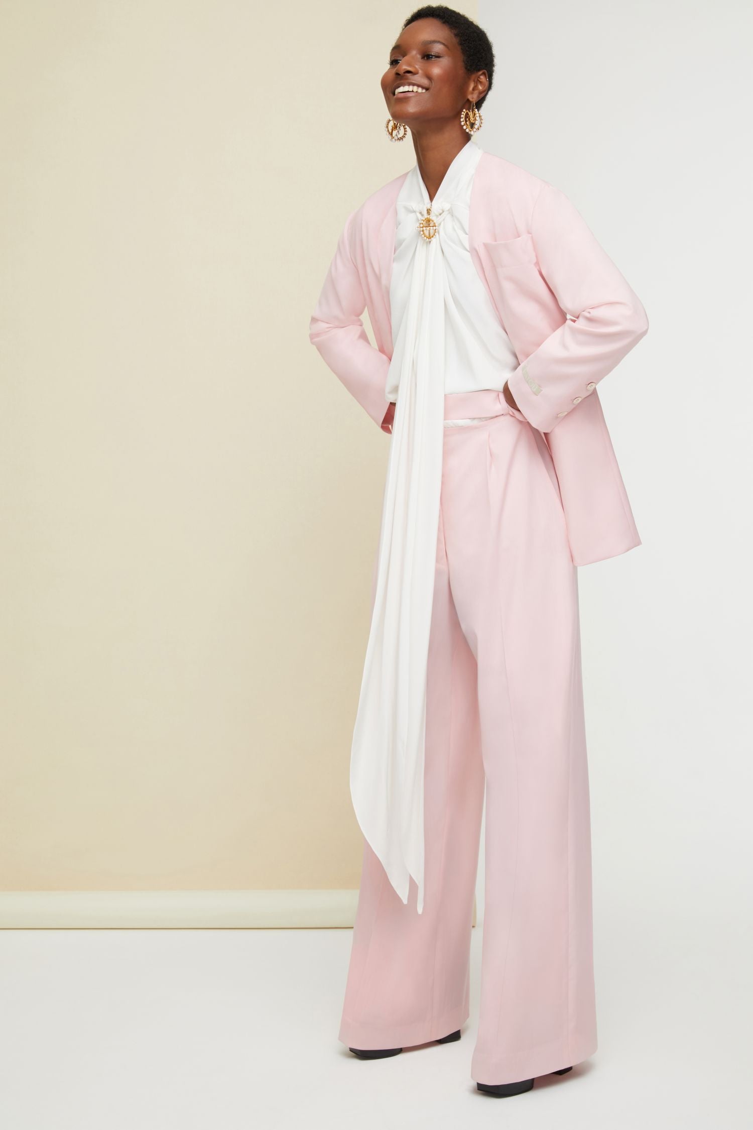 Pantalon ample en laine d'été - Pivoine