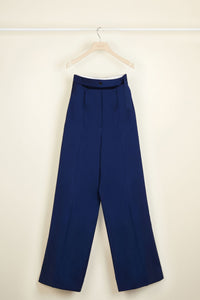 Loose summer wool trousers - Persian Blue