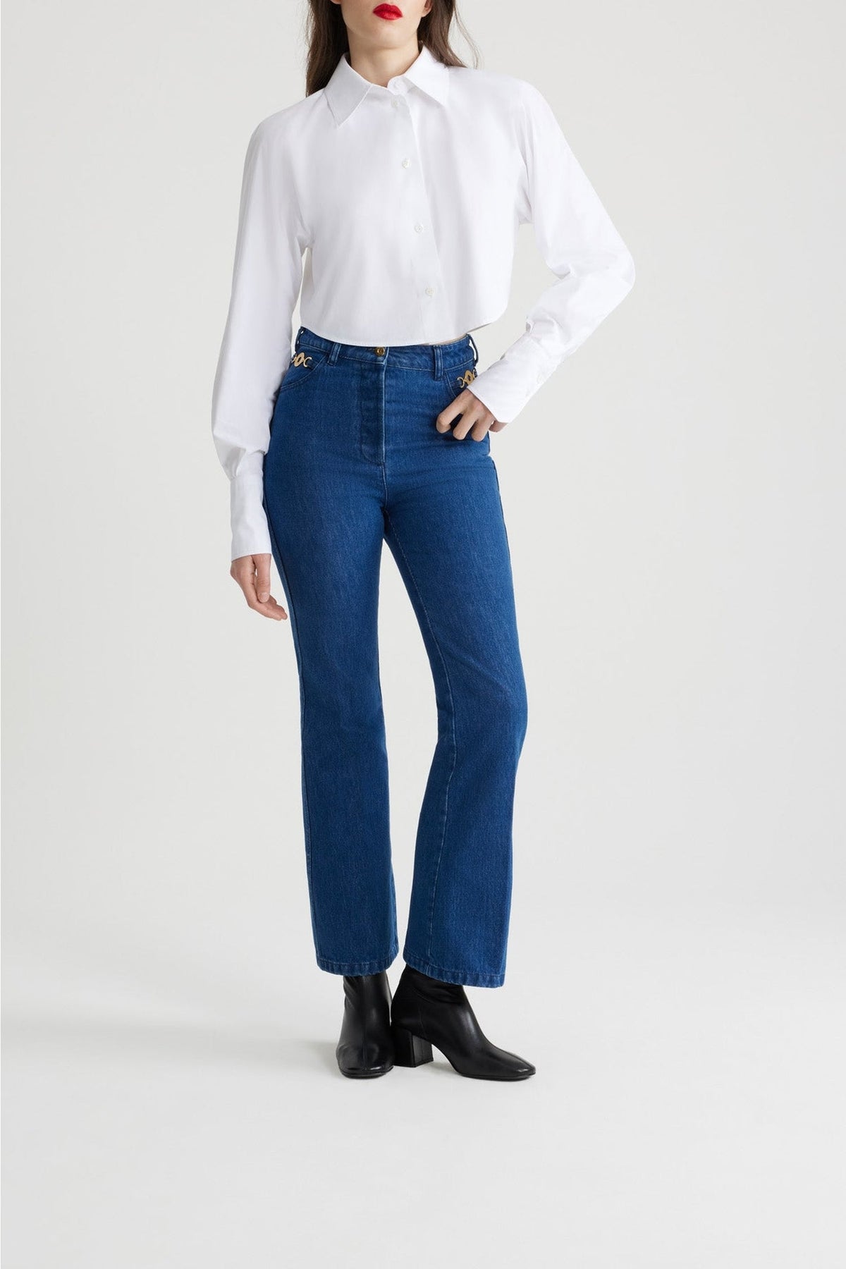 Stonewash / Pantalon évasé en denim bio