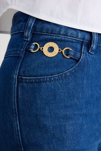 Stonewash / Pantalon évasé en denim bio