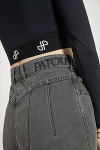 Pantalon évasé en denim bio - Gris Anthracite
