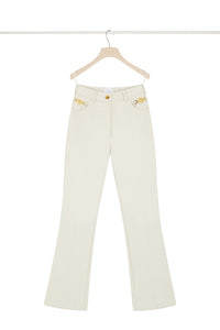 Pantalon évasé en denim de coton régénéré