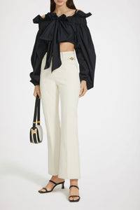 Pantalon évasé en denim de coton régénéré