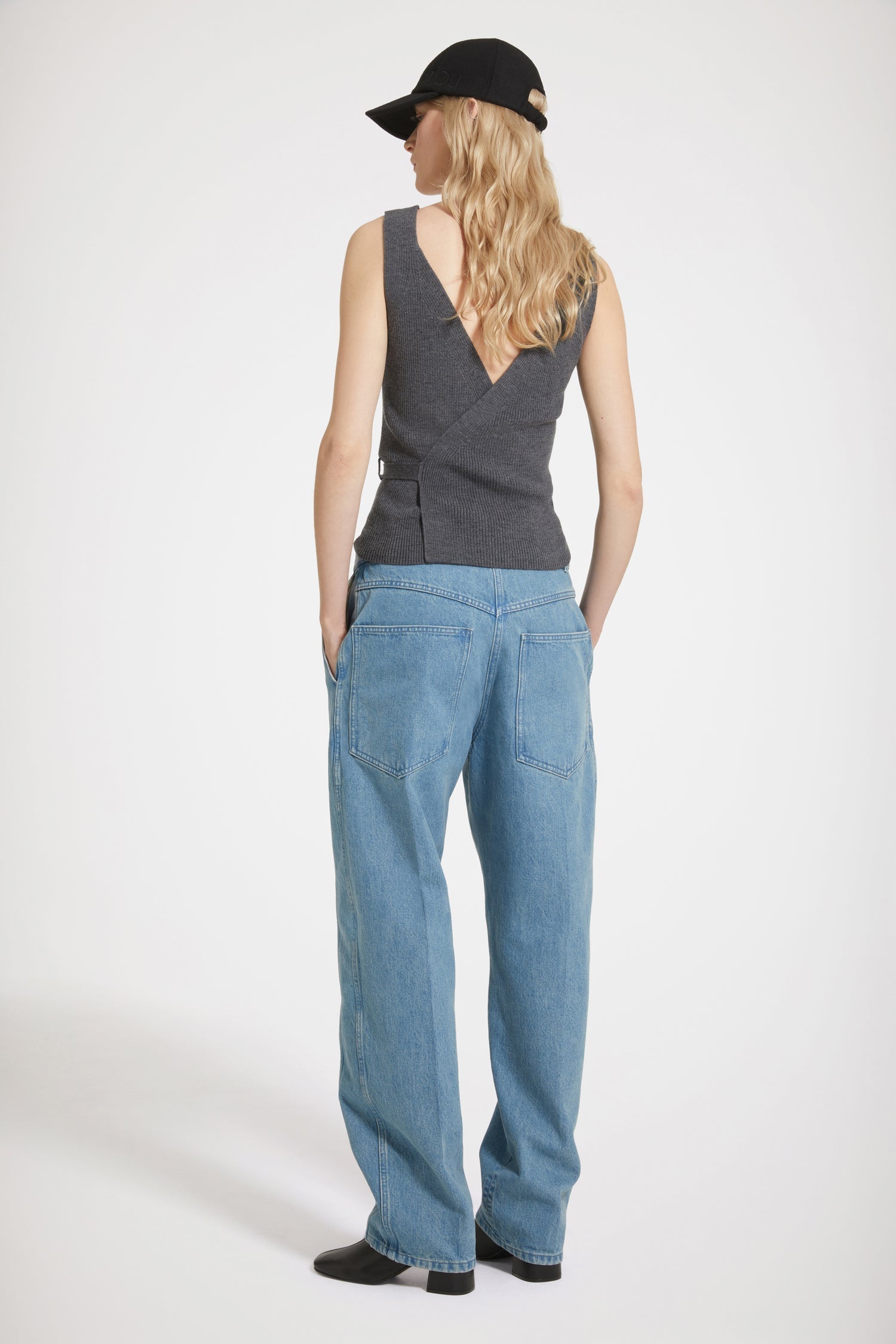 Pantalon cargo en denim bio - Bleu Glacier