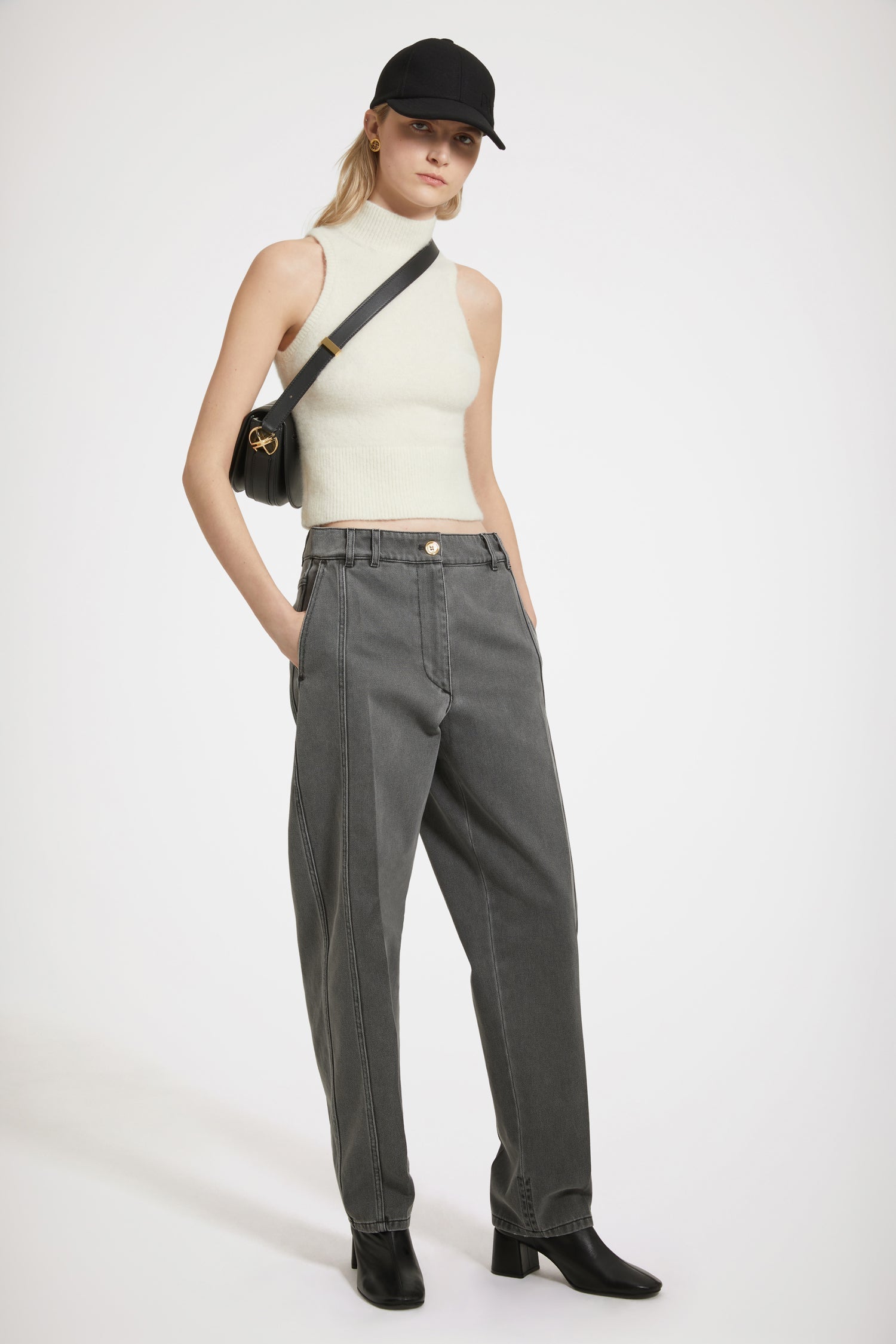 Pantalon cargo en denim bio - Gris Anthracite