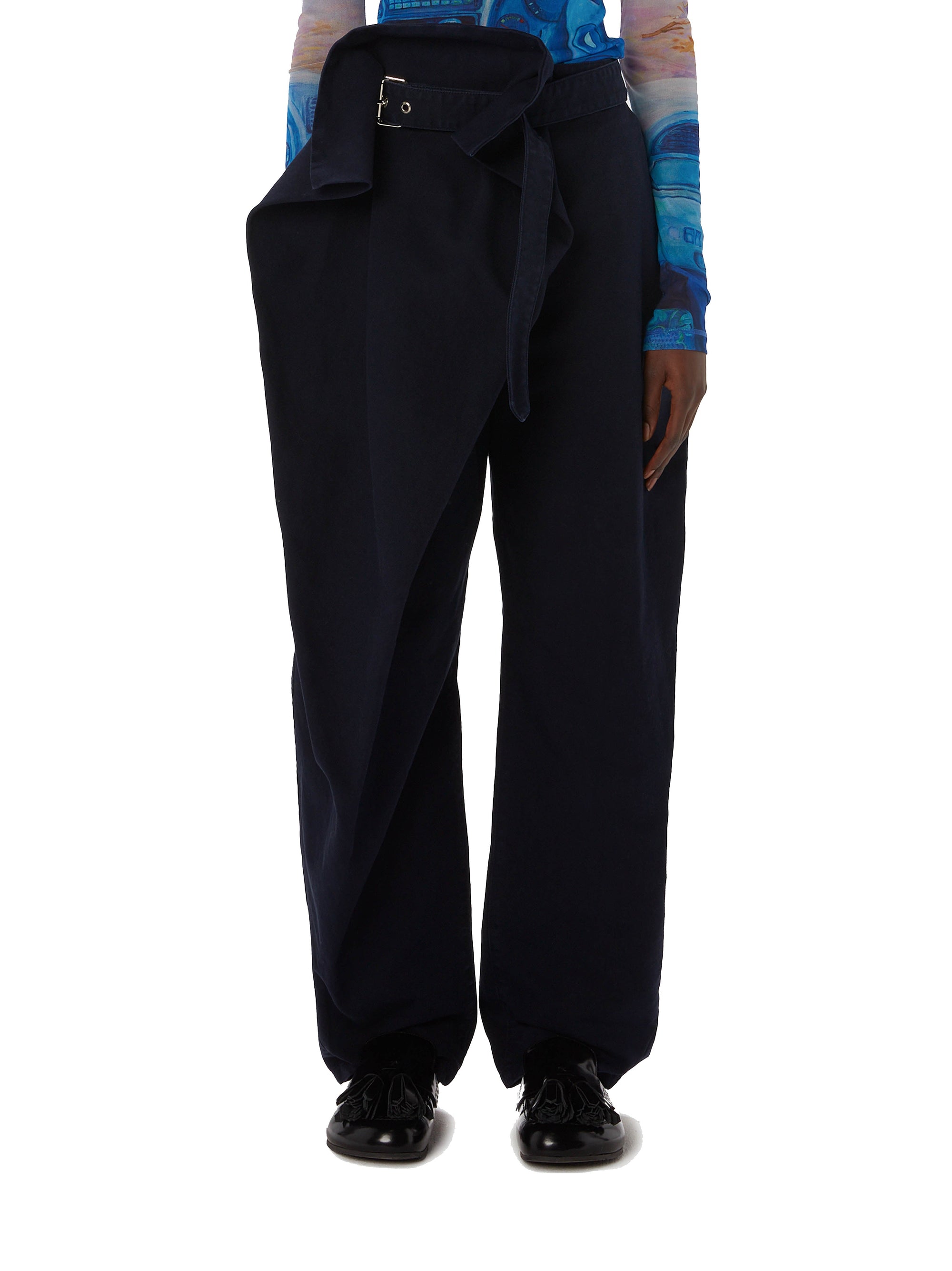 Pantalon asymétrique en laine - Navy