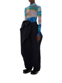 Pantalon asymétrique en laine - Navy