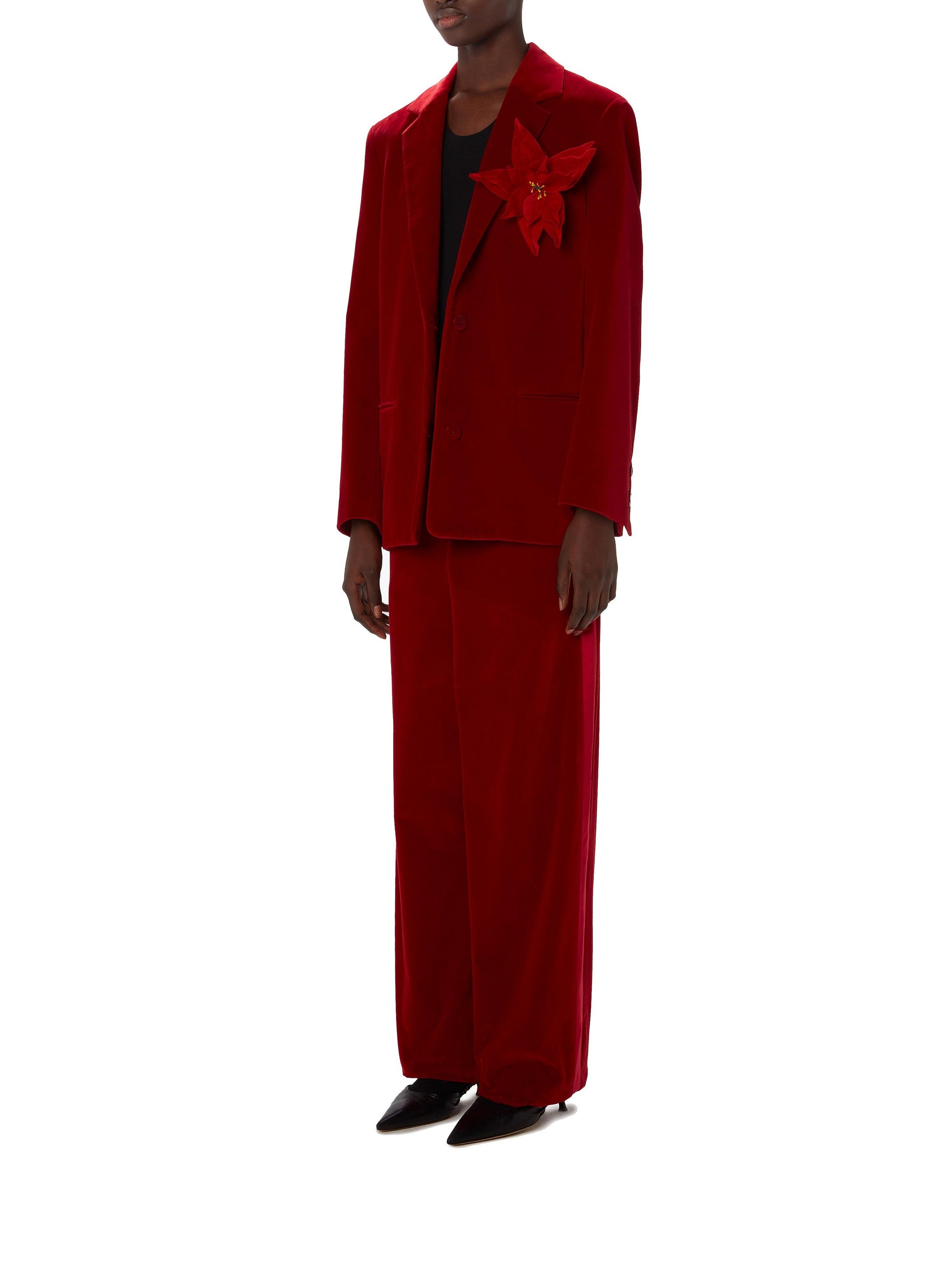 Pantalon droit en velours - Red