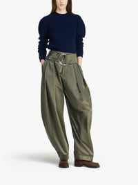 Pantalon Plissé Avec Anneaux En D - Khaki
