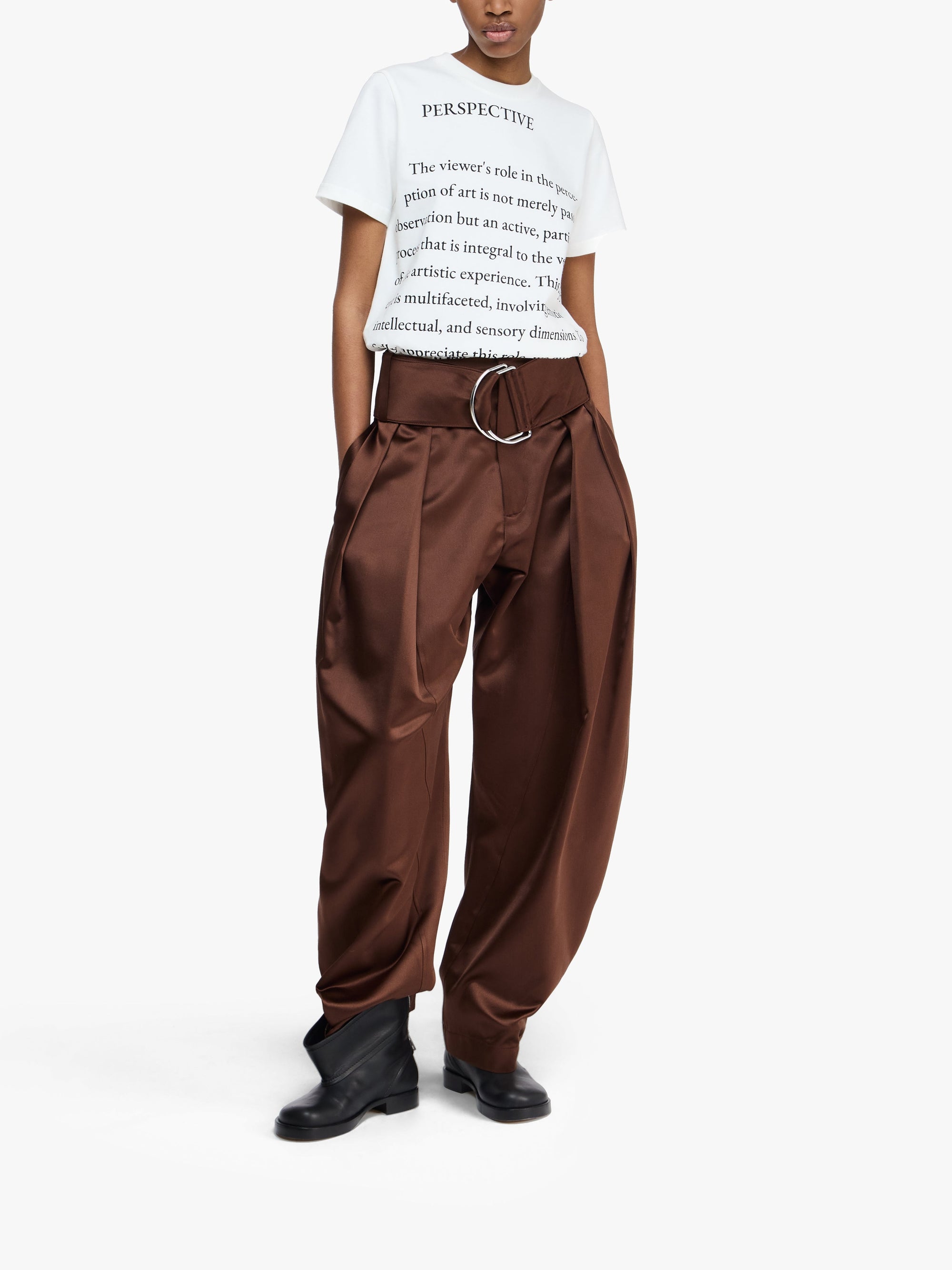 Pantalon Plissé Avec Anneaux En D - Chestnut
