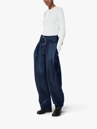 Pantalon Plissé Avec Anneaux En D - Navy