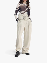 Pantalon Froncé Avec Anneau En D - Stone