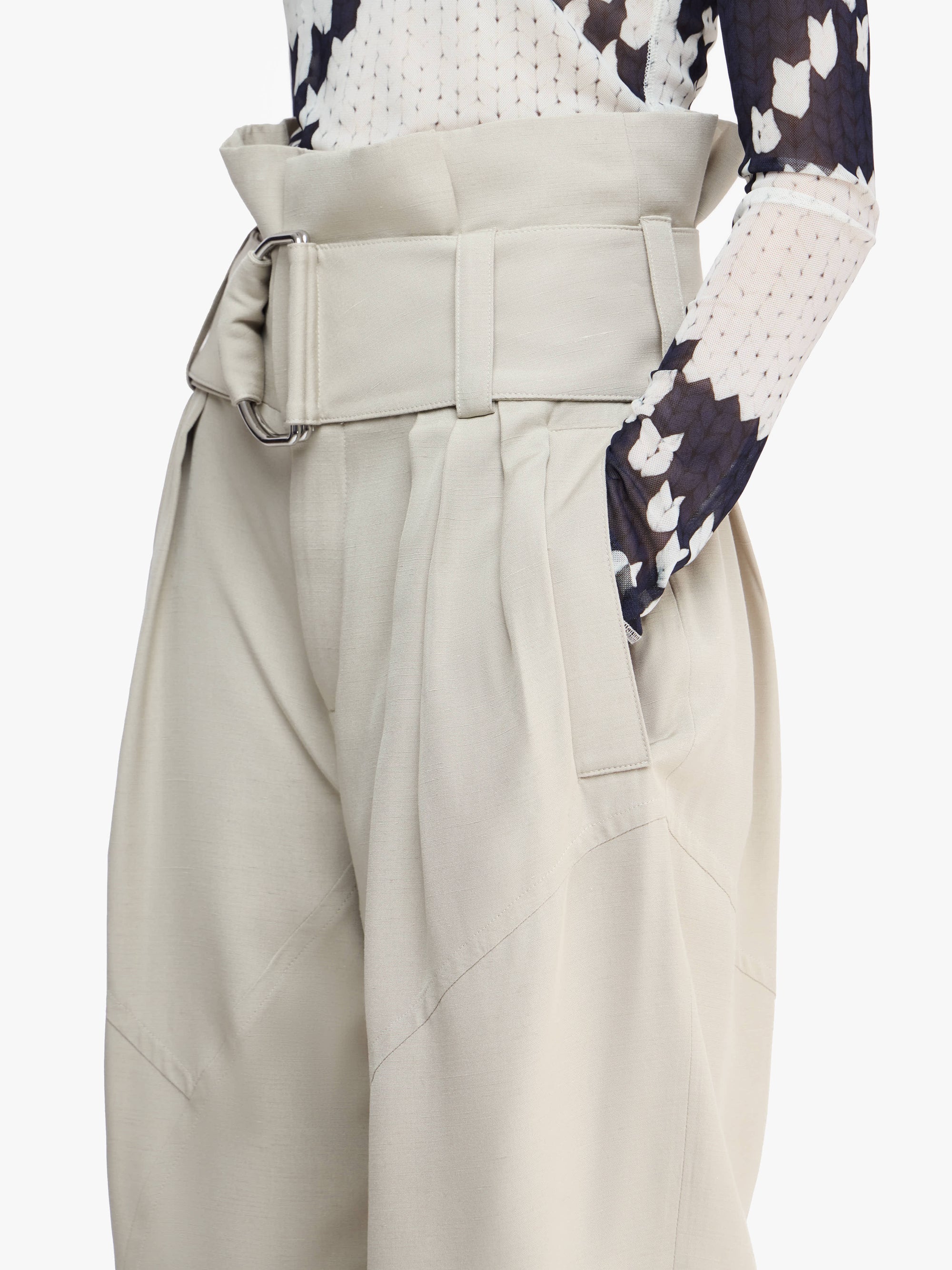 Pantalon Froncé Avec Anneau En D - Stone