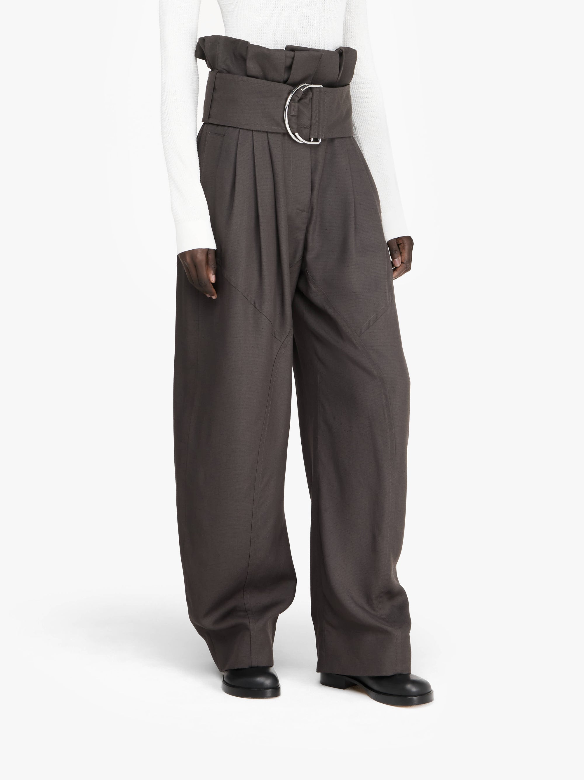 Pantalon Froncé Avec Anneau En D - Charcoal