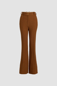 Pantalon évasé en tweed de laine éco-responsable et coton bio
