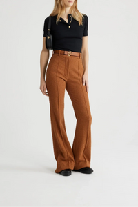 Victoria Blue / Pantalon évasé en tweed de laine éco-responsable et coton bio