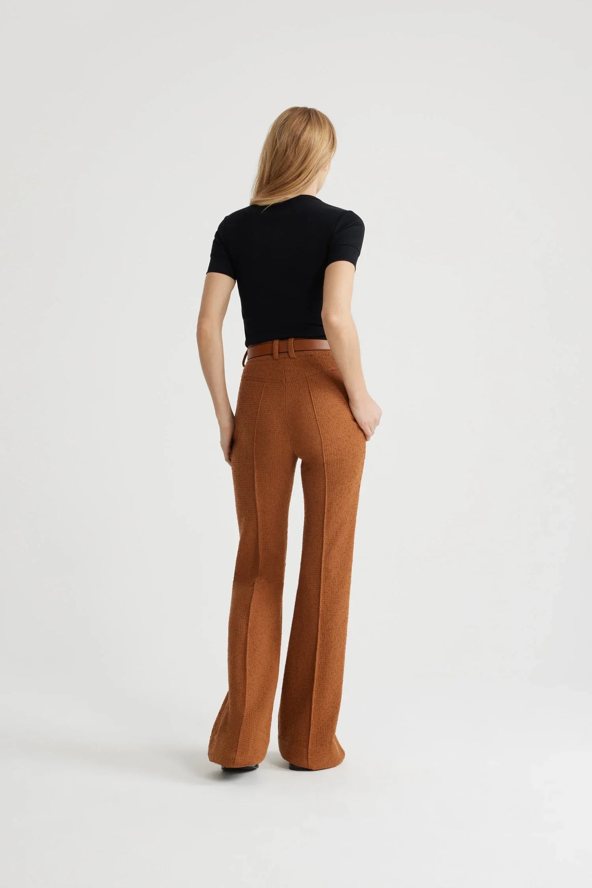 Victoria Blue / Pantalon évasé en tweed de laine éco-responsable et coton bio