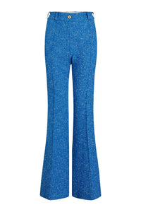 Victoria Blue / Pantalon évasé en tweed de laine éco-responsable et coton bio