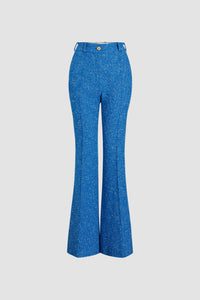 Pantalon évasé en tweed de laine éco-responsable et coton bio