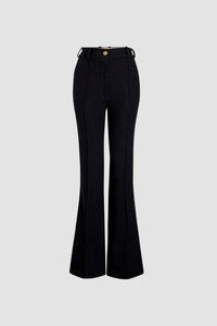 Pantalon évasé en tweed de laine éco-responsable et coton bio
