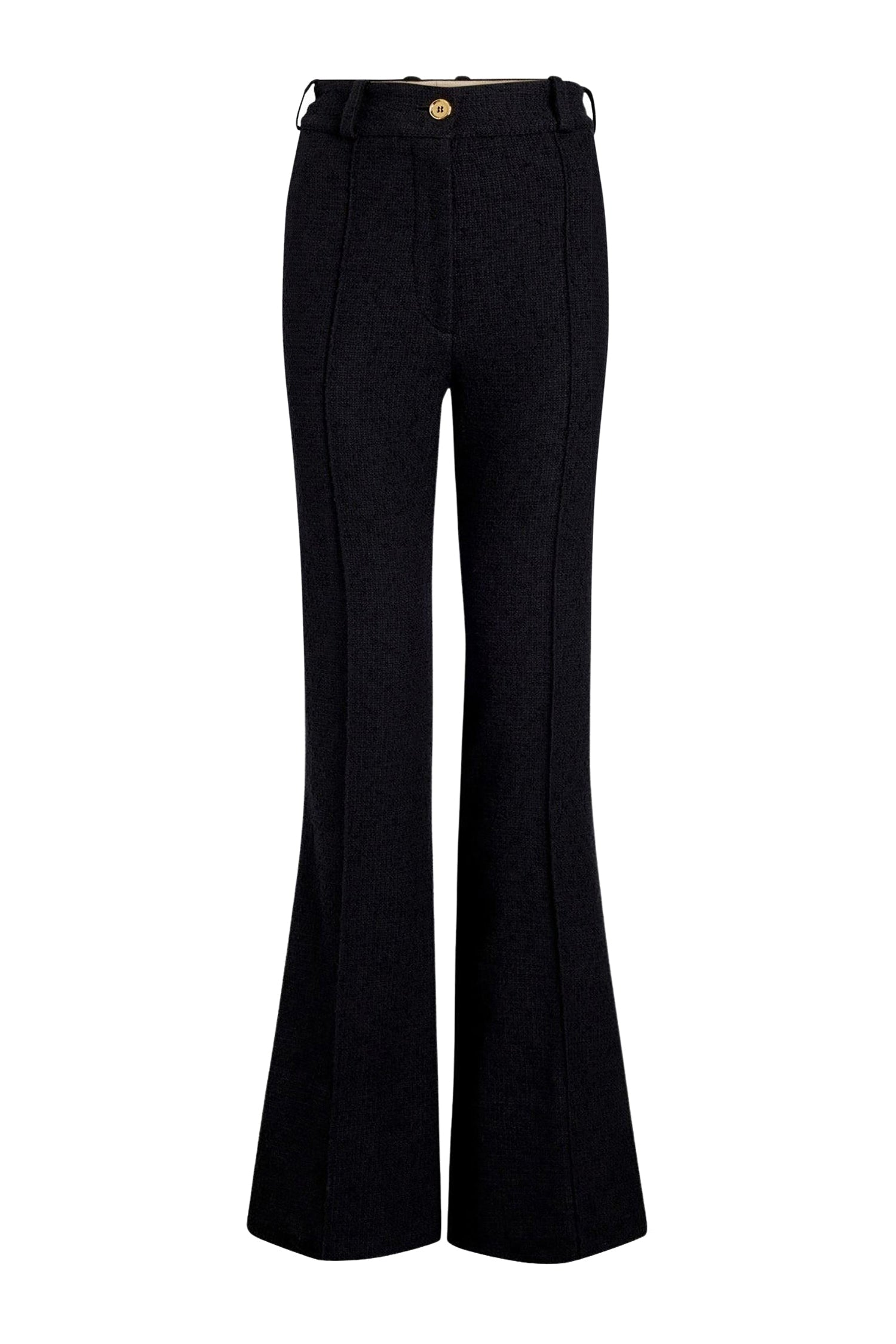 Pantalon évasé en tweed de laine - Noir