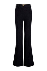 Black / Pantalon évasé en tweed de laine éco-responsable et coton bio