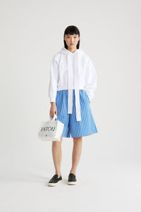 Victoria Blue Stripes / Bermuda en coton éco-responsable imprimé