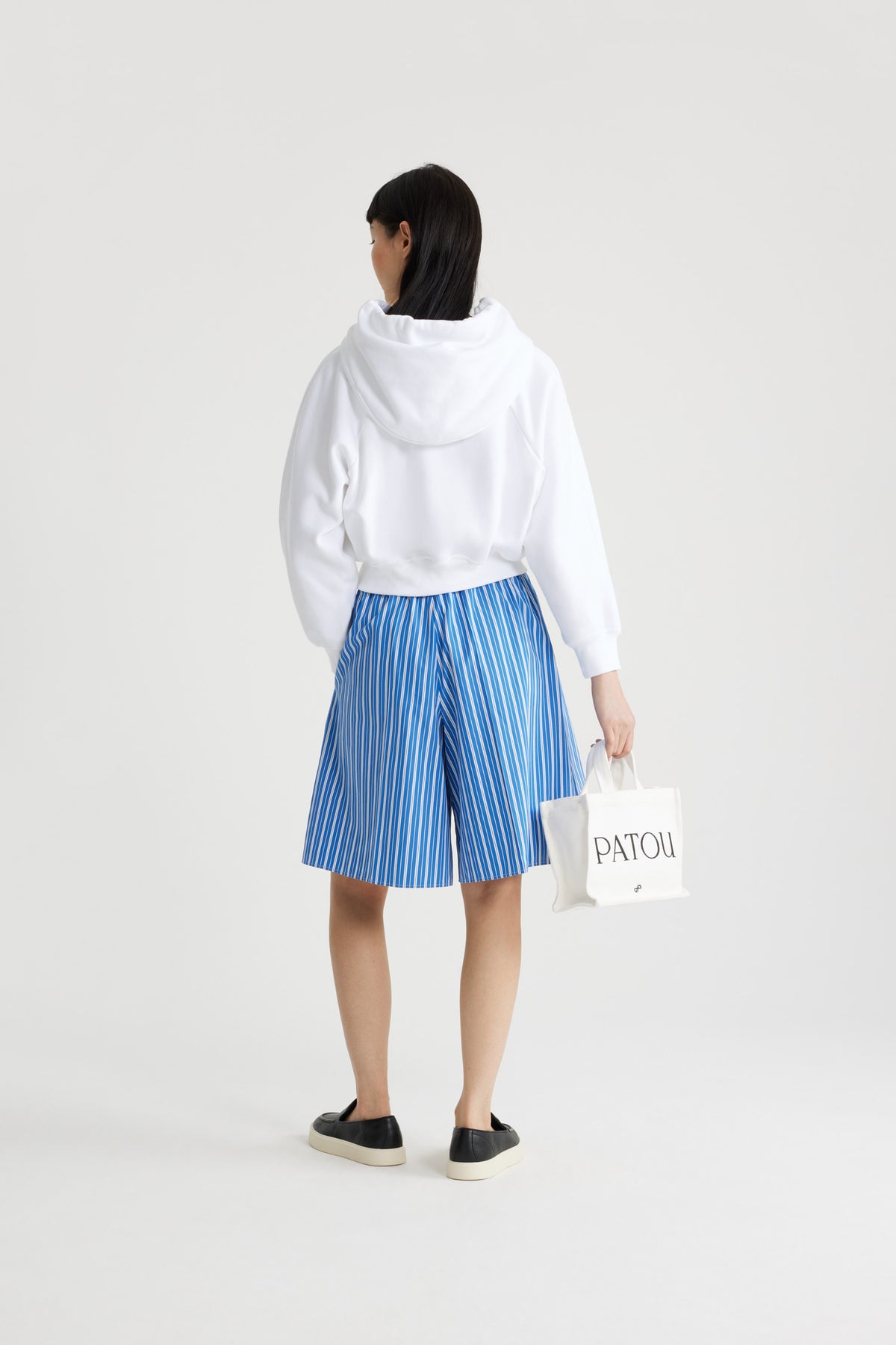 Victoria Blue Stripes / Bermuda en coton éco-responsable imprimé
