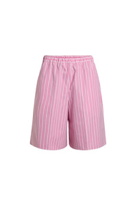 Cotton striped Bermuda shorts - Pink