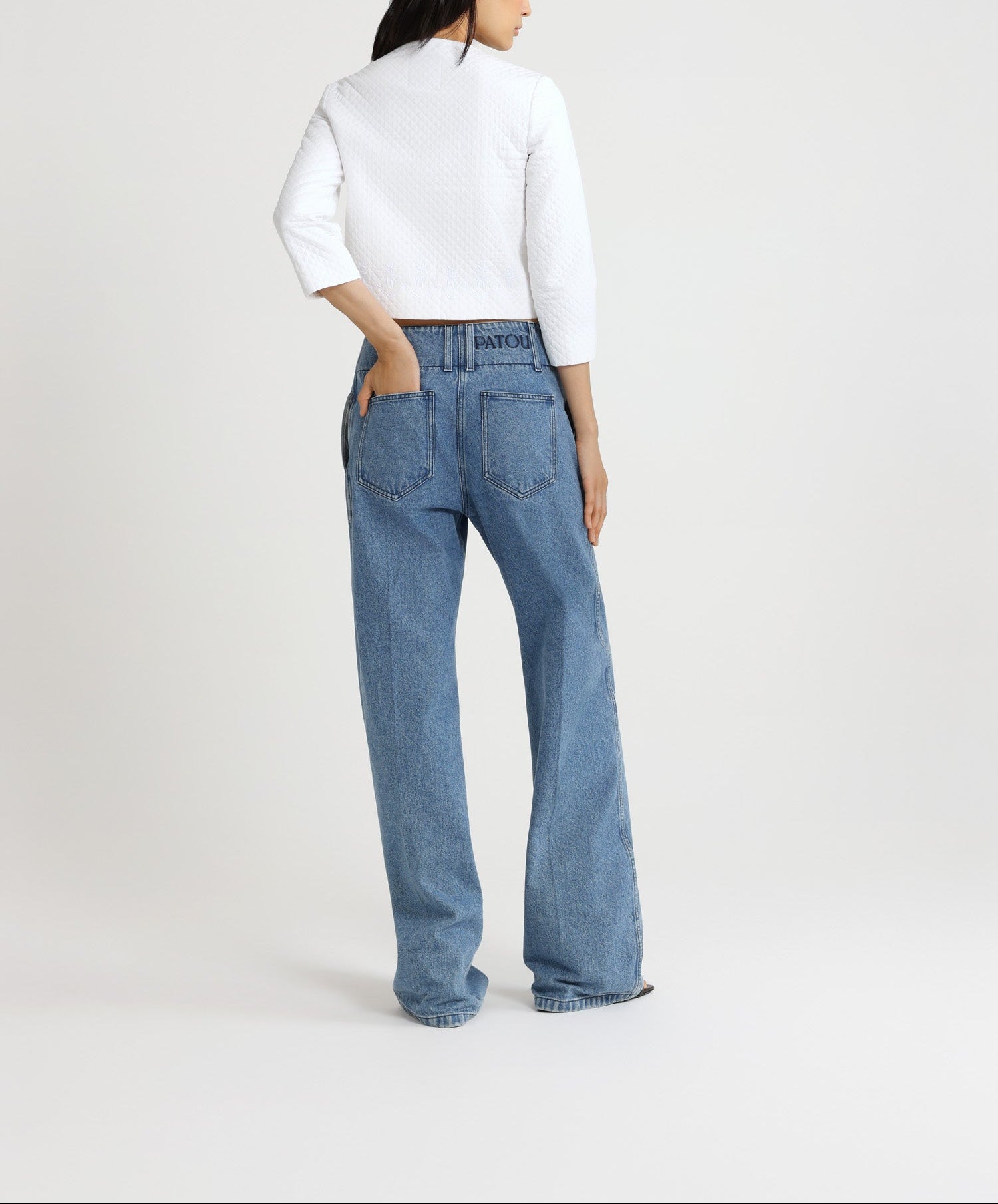 Pantalon à ceinture large en denim - Bleu