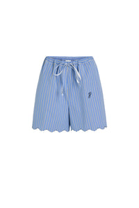 Short à rayures en popeline de coton - Bleu
