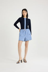 Heritage Blue Stripes / Short en popeline de coton bio imprimée