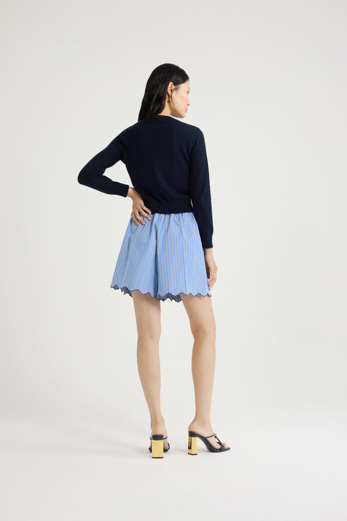Heritage Blue Stripes / Short en popeline de coton bio imprimée