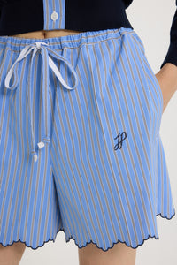 Heritage Blue Stripes / Short en popeline de coton bio imprimée