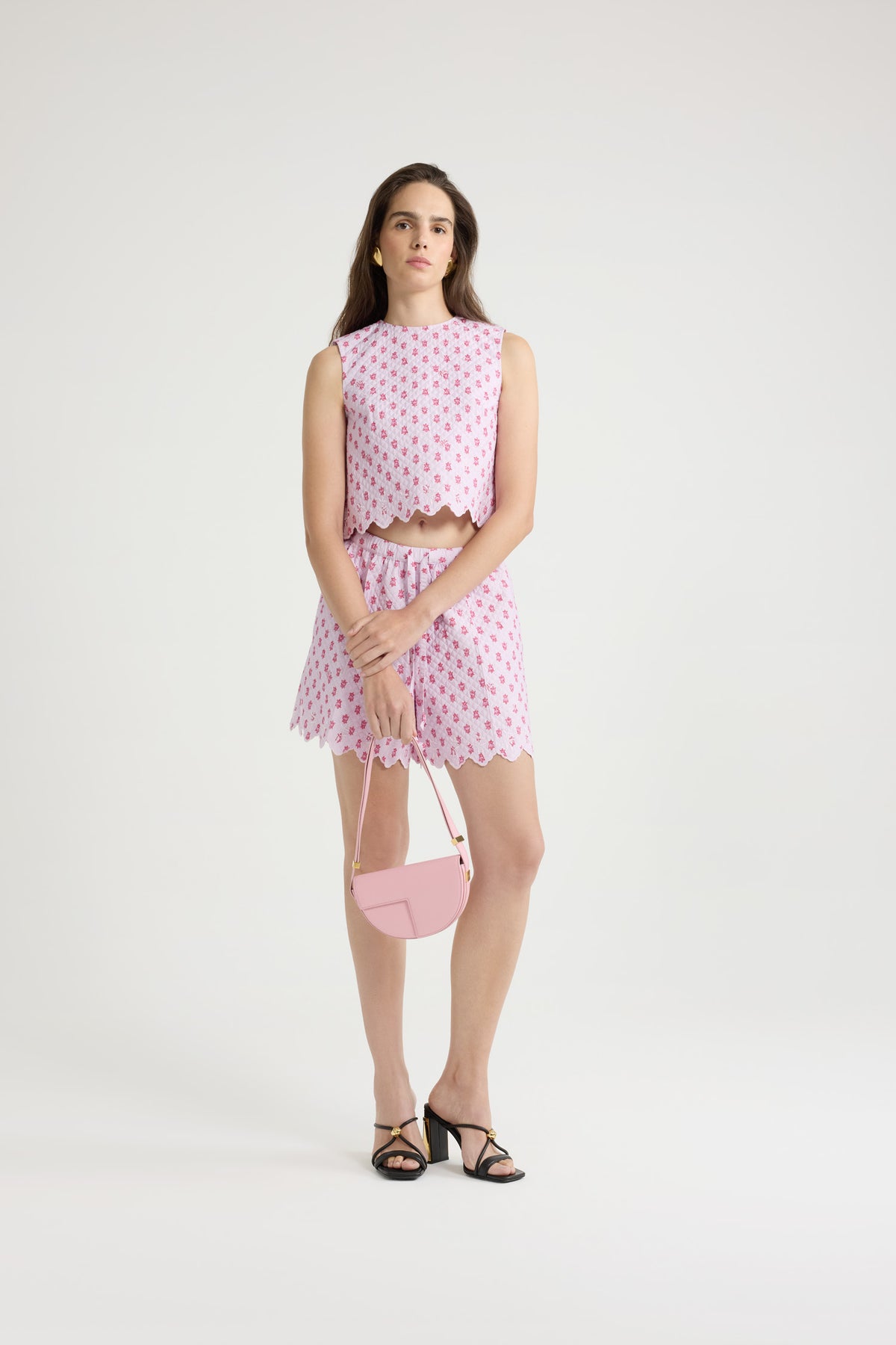 Small Provence Pink / Short en viscose mélangée éco-responsable matelassée et imprimée