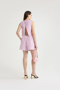 Small Provence Pink / Short en viscose mélangée éco-responsable matelassée et imprimée