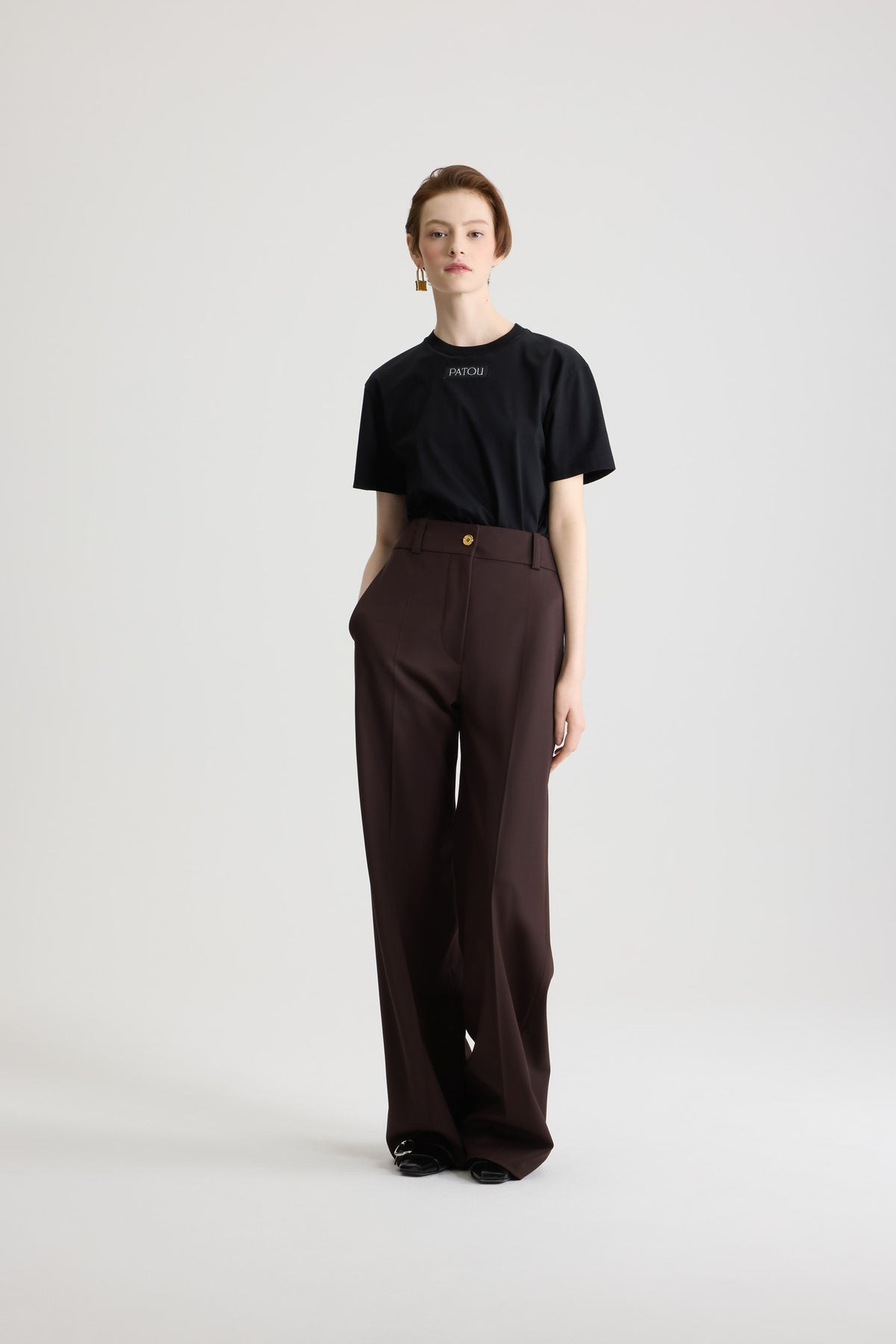 Smoked Ebony / Pantalon évasé en laine technique éco-responsable