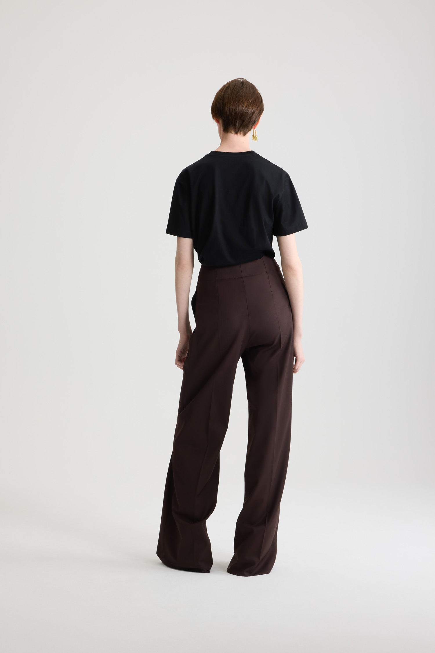 Pantalon évasé en laine - Smoked Ebony