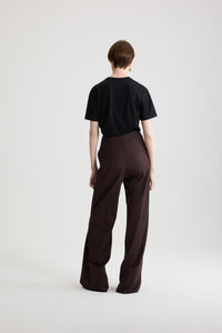Smoked Ebony / Pantalon évasé en laine technique éco-responsable