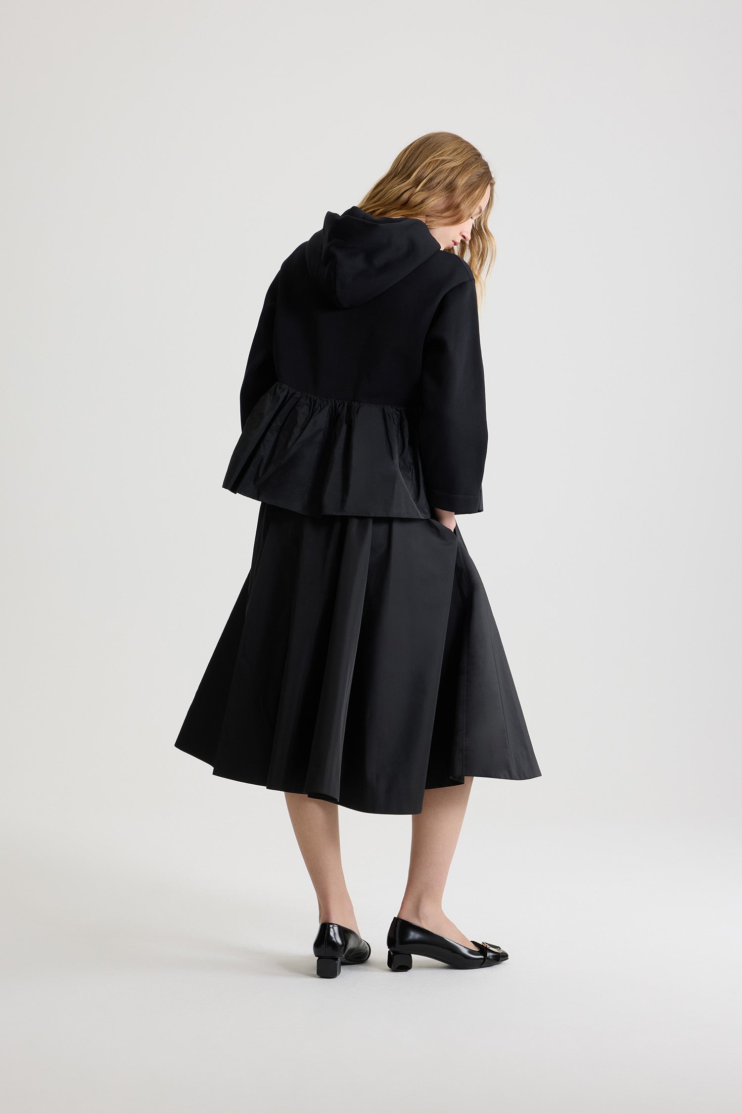 Jupe-culotte asymétrique en faille - Noir