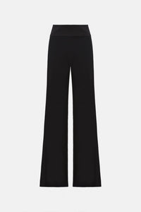 Wide Leg Crepe Trousers - Black